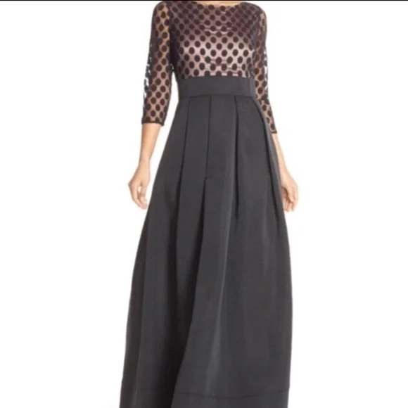 Eliza J | Dresses | Eliza J Black Dress Long Formal Dotted Black 6 |  Poshmark